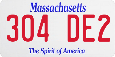 MA license plate 304DE2