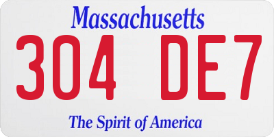 MA license plate 304DE7