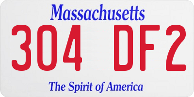 MA license plate 304DF2