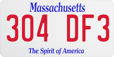 MA license plate 304DF3