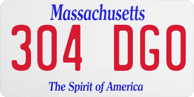 MA license plate 304DG0
