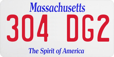 MA license plate 304DG2