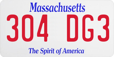 MA license plate 304DG3