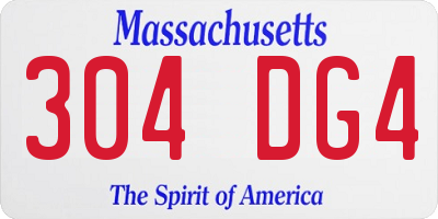 MA license plate 304DG4
