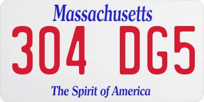 MA license plate 304DG5