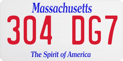 MA license plate 304DG7