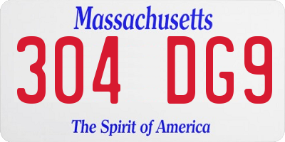 MA license plate 304DG9