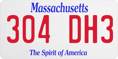 MA license plate 304DH3