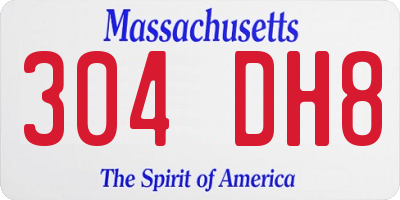 MA license plate 304DH8