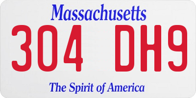 MA license plate 304DH9