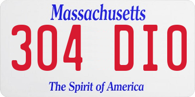 MA license plate 304DI0