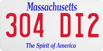 MA license plate 304DI2