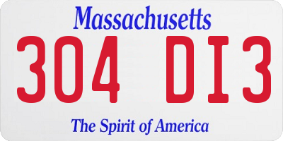 MA license plate 304DI3