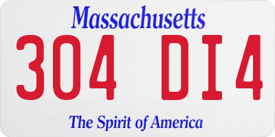 MA license plate 304DI4
