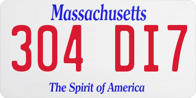 MA license plate 304DI7