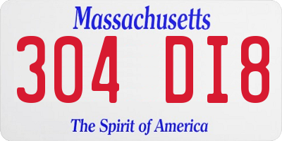 MA license plate 304DI8