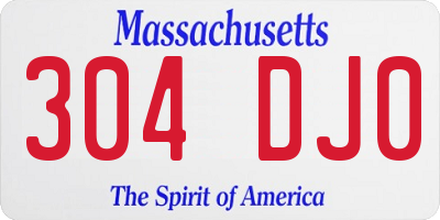 MA license plate 304DJ0