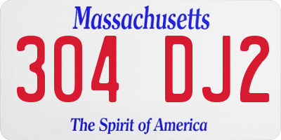 MA license plate 304DJ2