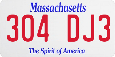 MA license plate 304DJ3