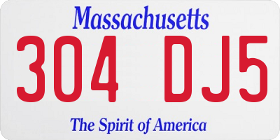 MA license plate 304DJ5