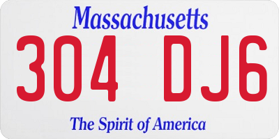 MA license plate 304DJ6