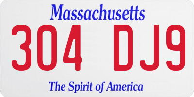 MA license plate 304DJ9