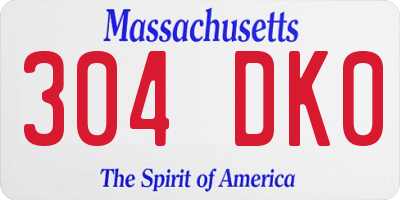 MA license plate 304DK0
