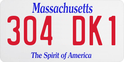 MA license plate 304DK1