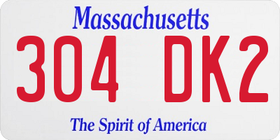 MA license plate 304DK2