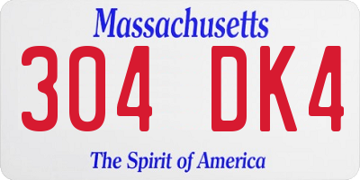 MA license plate 304DK4
