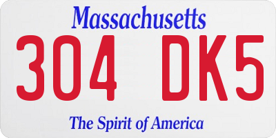 MA license plate 304DK5