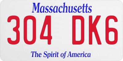 MA license plate 304DK6
