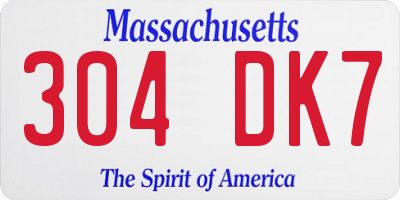 MA license plate 304DK7
