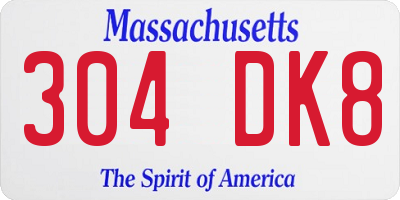 MA license plate 304DK8