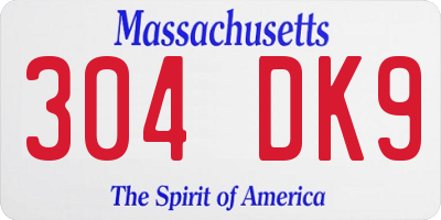 MA license plate 304DK9