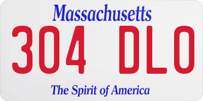 MA license plate 304DL0