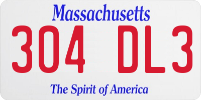 MA license plate 304DL3