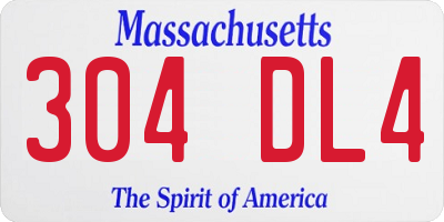 MA license plate 304DL4