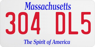 MA license plate 304DL5