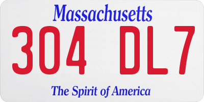 MA license plate 304DL7