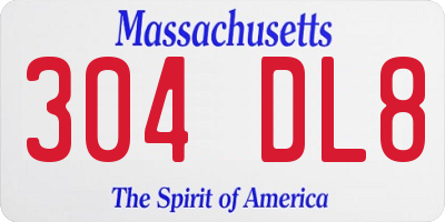 MA license plate 304DL8