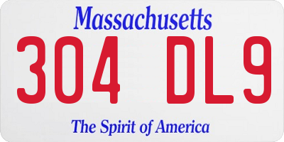MA license plate 304DL9
