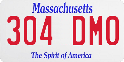 MA license plate 304DM0
