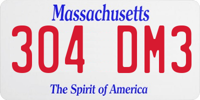 MA license plate 304DM3