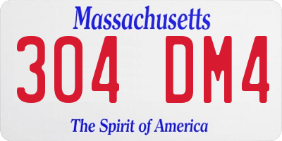 MA license plate 304DM4