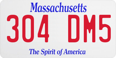 MA license plate 304DM5