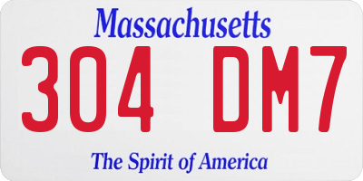 MA license plate 304DM7