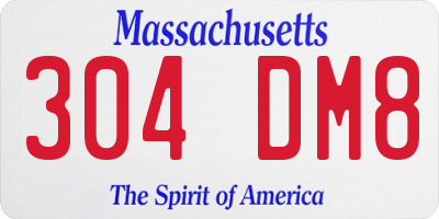 MA license plate 304DM8