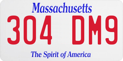MA license plate 304DM9