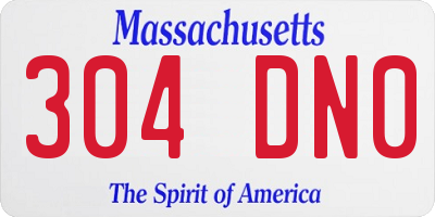 MA license plate 304DN0